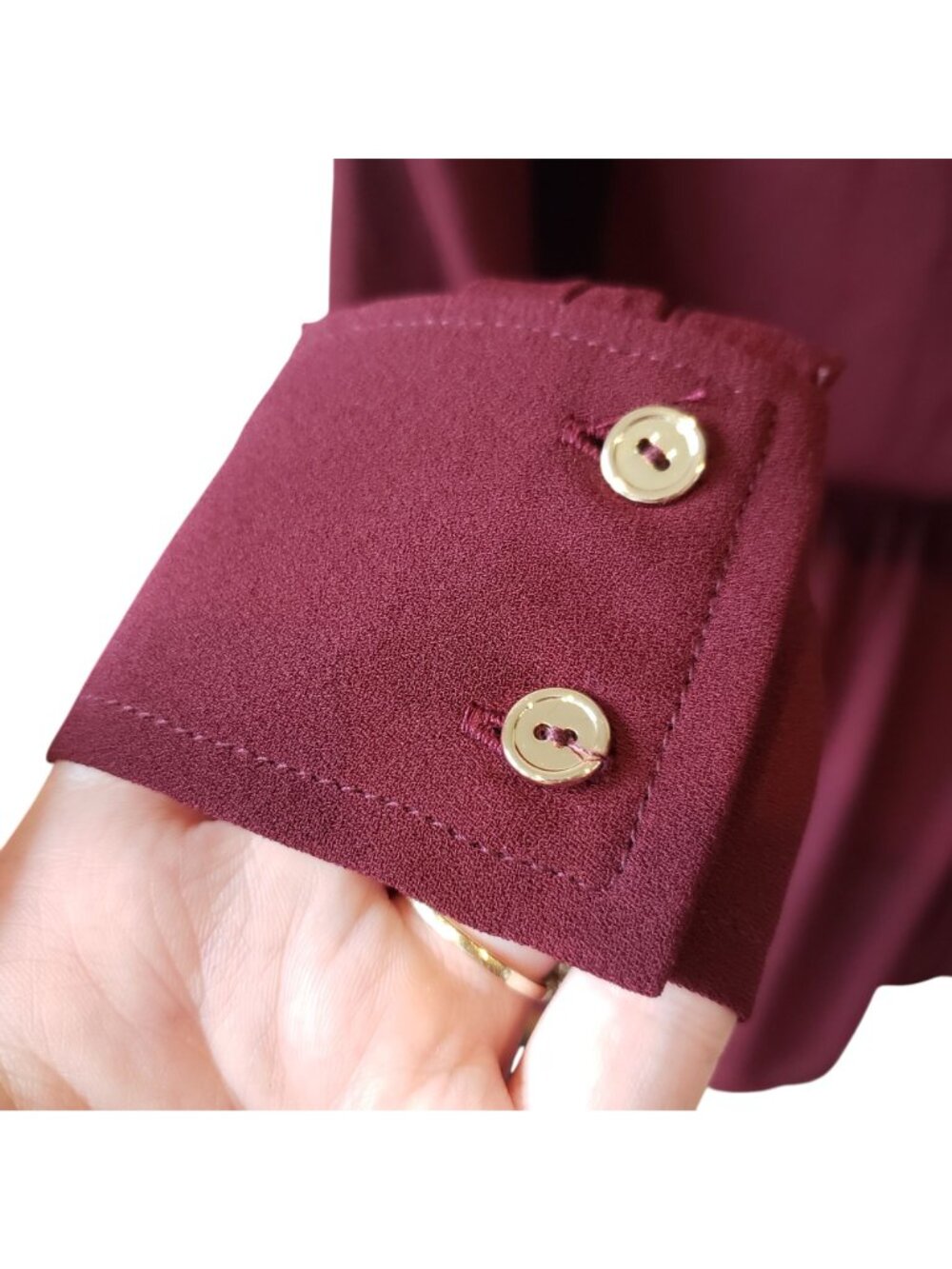 Ramy Brook Burgundy Long Sleeve Mini Wrap Dress Fall Red Wine Shirt Dress - Picture 11 of 13